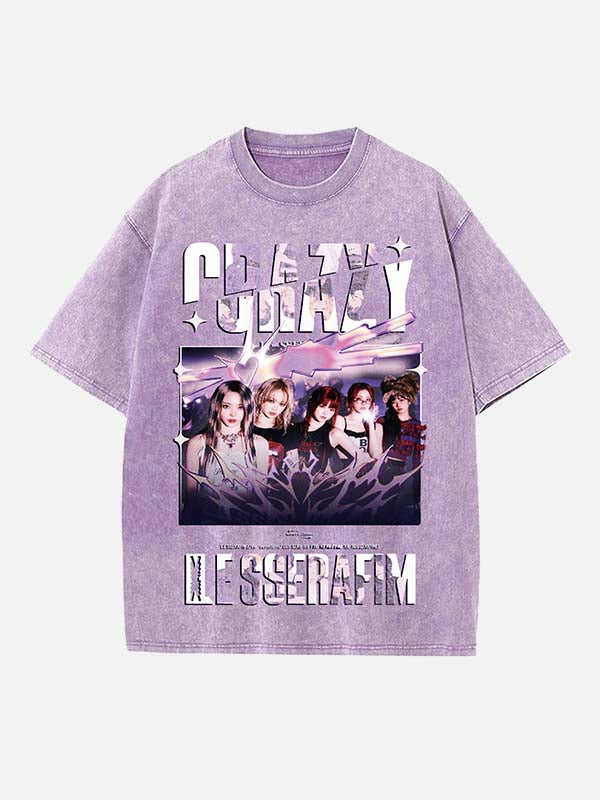 LE SSERAFIM Print Round Neck T-shirt