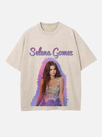 Selena Gomez Print Round Neck T-shirt