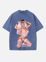 Rihanna Print Round Neck T-shirt
