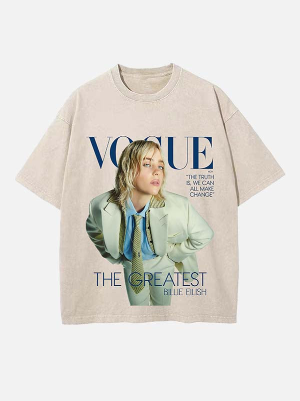 Billie Eilish Print Round Neck T-shirt