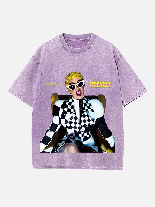 Cardi B Print Round Neck T-shirt
