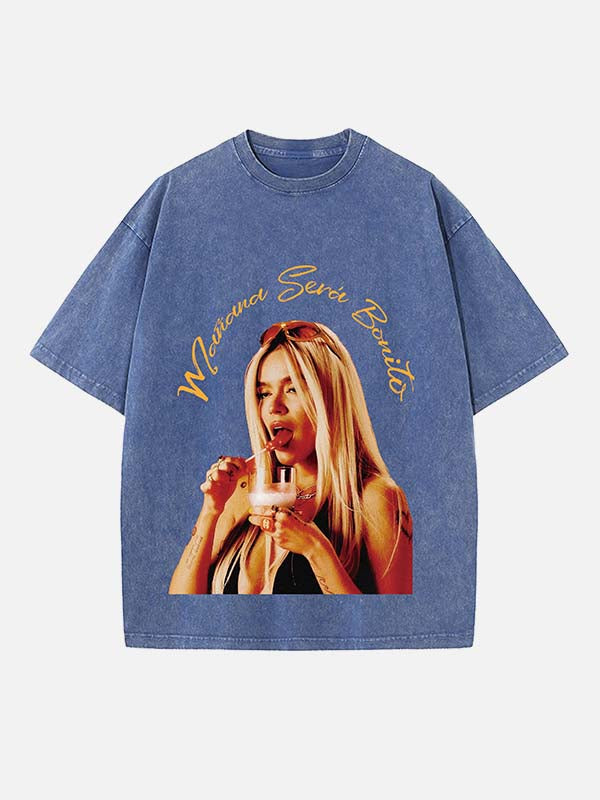 Karol G Print Round Neck T-shirt