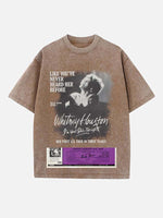 Whitney Houston Print Round Neck T-shirt