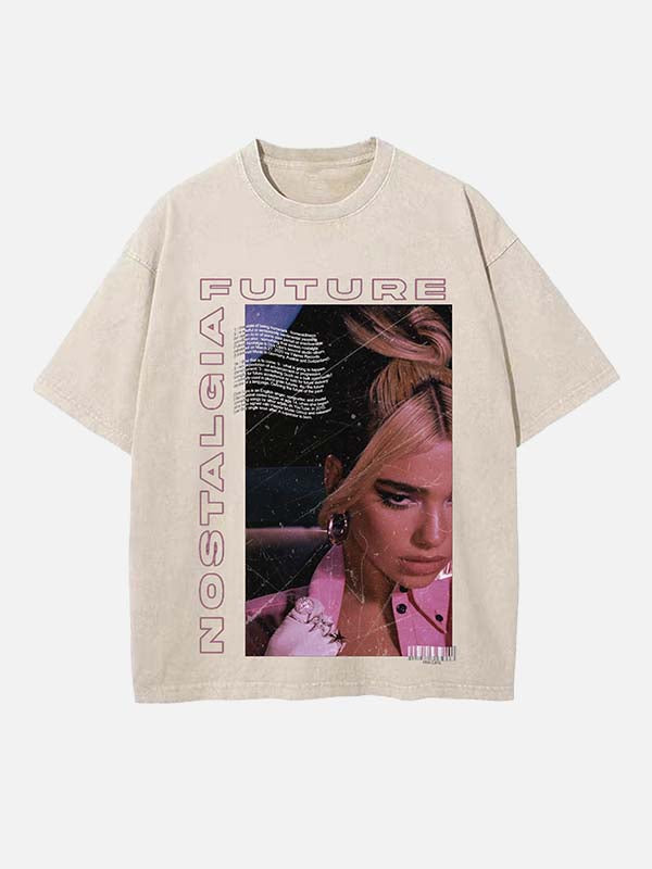 Dua Lipa Print Round Neck T-shirt