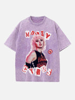 Miley Cyrus Print Round Neck T-shirt