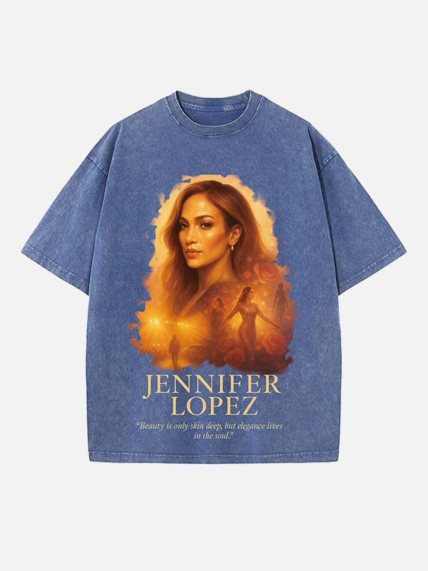 Jennifer Lopez Print Round Neck T-shirt