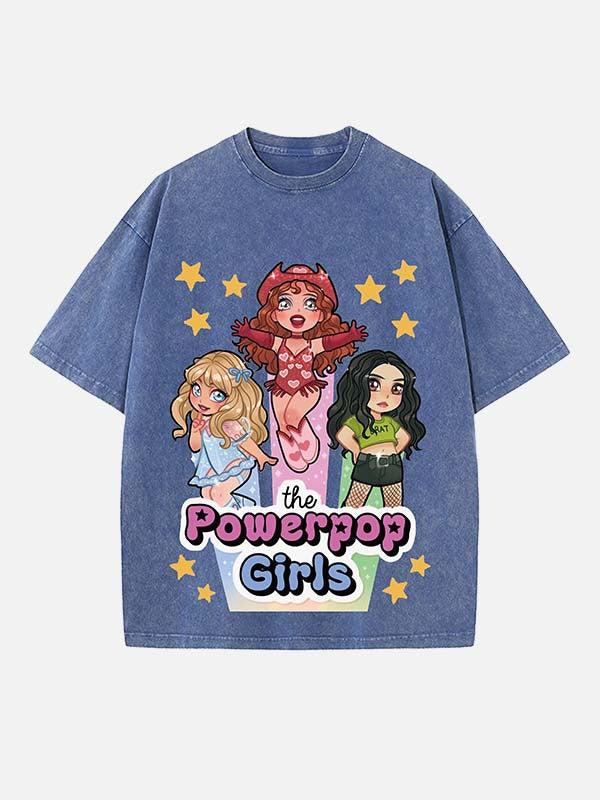 Sabrina Carpenter & Billie Eilish & Chappell Roan Print Round Neck T-shirt