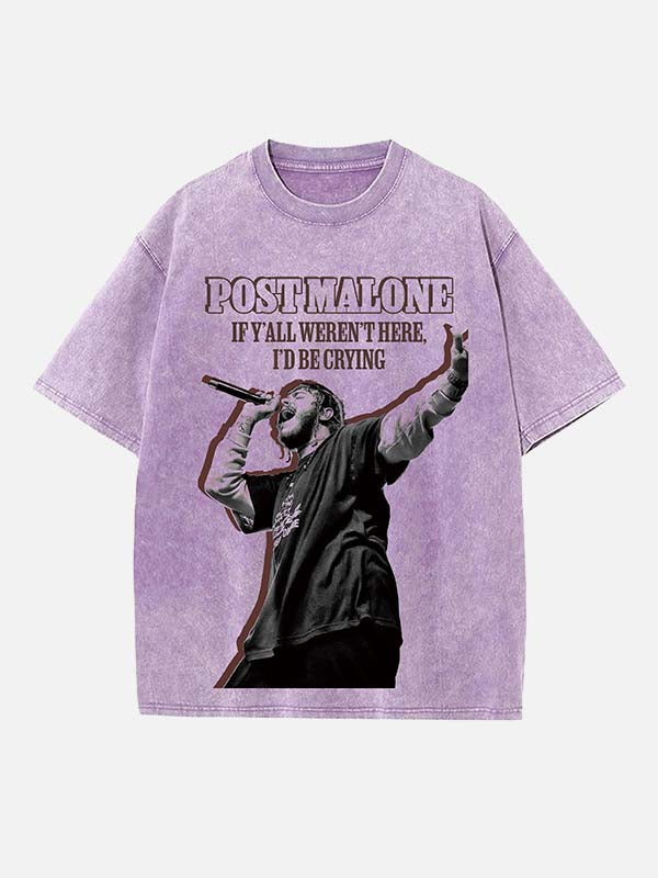 Post Malone Print Round Neck T-shirt
