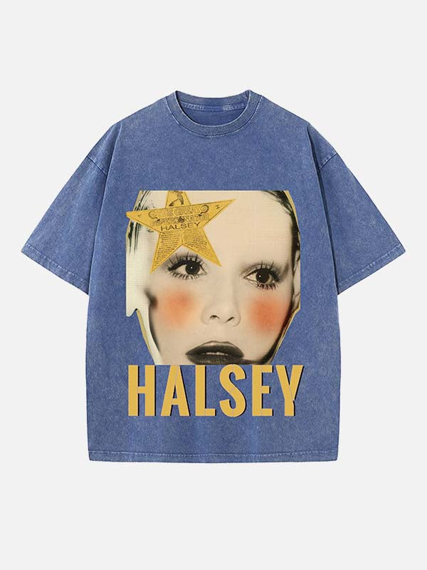 Halsey Print Round Neck T-shirt