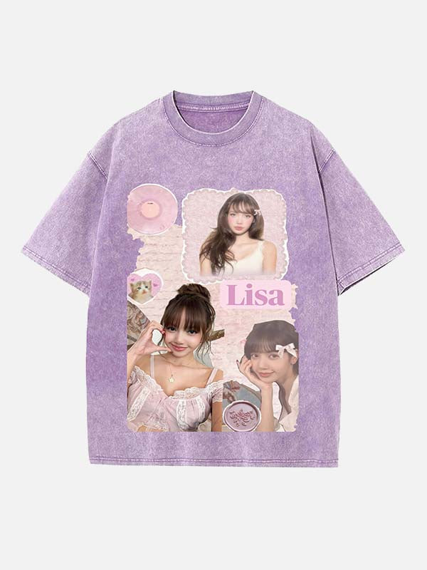 BLACKPINK Lisa Print Round Neck T-shirt