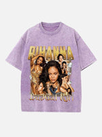 Rihanna Print Round Neck T-shirt