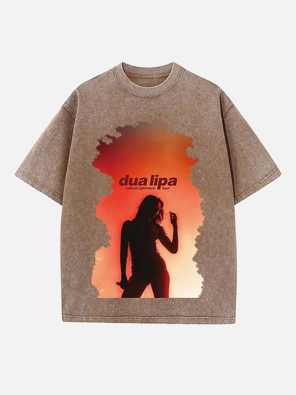 Dua Lipa Print Round Neck T-shirt