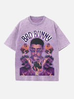 Bad Bunny Print Round Neck T-shirt