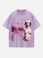 Britney Spears Print Round Neck T-shirt