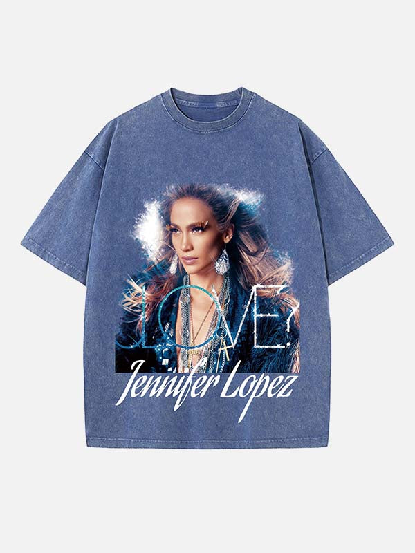 Jennifer Lopez Print Round Neck T-shirt