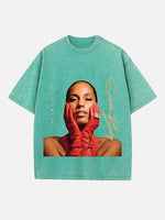 Alicia Keys Print Round Neck T-shirt