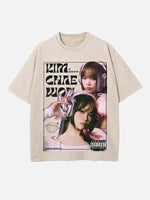 LE SSERAFIM Kim Chaewon Print Round Neck T-shirt