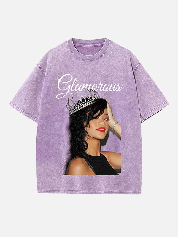 Rihanna Print Round Neck T-shirt