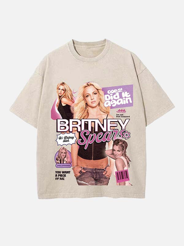 Britney Spears Print Round Neck T-shirt