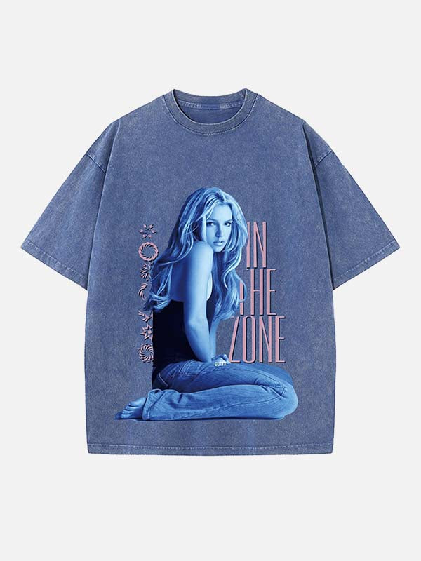 Britney Spears Print Round Neck T-shirt