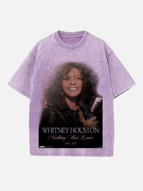 Whitney Houston Print Round Neck T-shirt