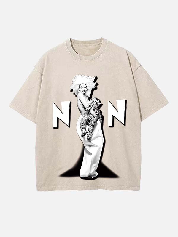 Rihanna Print Round Neck T-shirt