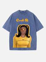 Cardi B Print Round Neck T-shirt