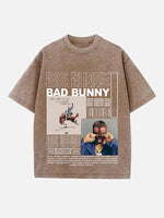 Bad Bunny Print Round Neck T-shirt