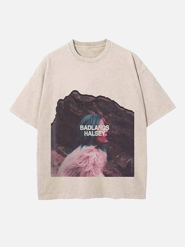 Halsey Print Round Neck T-shirt