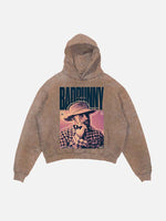 Bad Bunny Print Slant Pockets Hoodie