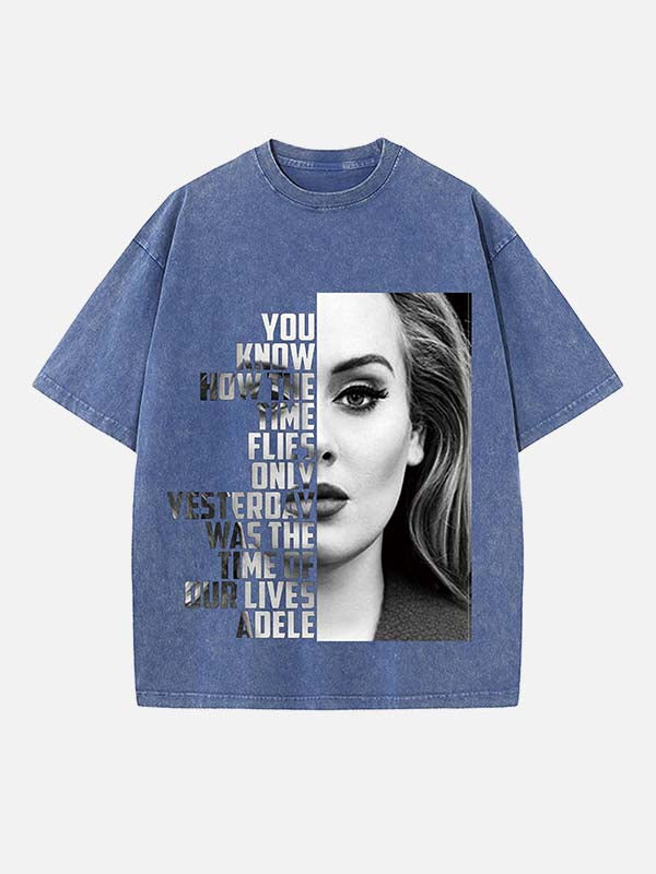 Adele Print Round Neck T-shirt