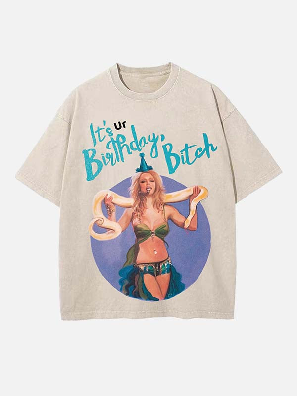 Britney Spears Print Round Neck T-shirt