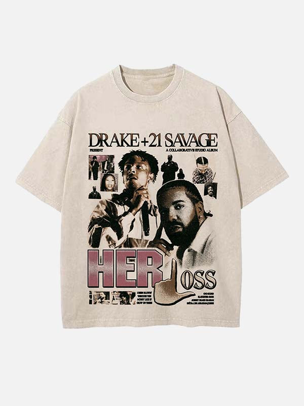 Drake Print Round Neck T-shirt