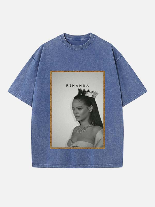 Rihanna Print Round Neck T-shirt