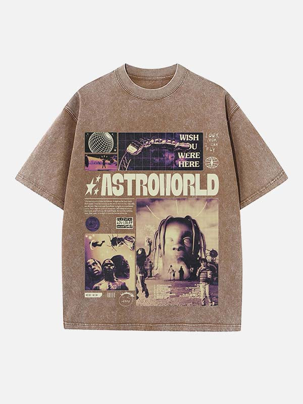 Travis Scott Print Round Neck T-shirt