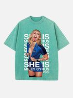 Miley Cyrus Print Round Neck T-shirt