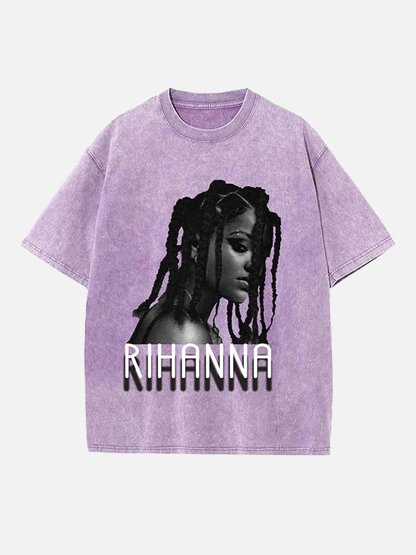 Rihanna Print Round Neck T-shirt