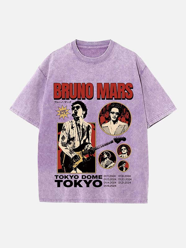 Bruno Mars Print Round Neck T-shirt