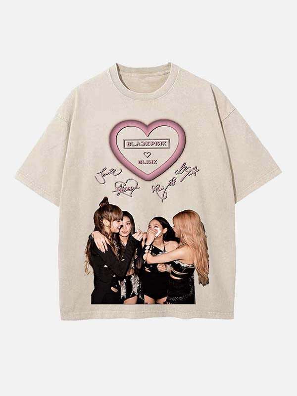 BLACKPINK Print Round Neck T-shirt