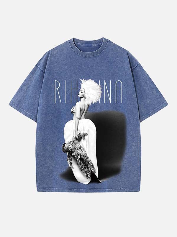 Rihanna Print Round Neck T-shirt