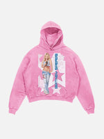 Britney Spears Print Slant Pockets Hoodie