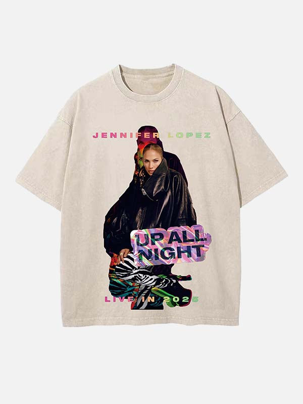 Jennifer Lopez Print Round Neck T-shirt