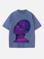 Alicia Keys Print Round Neck T-shirt