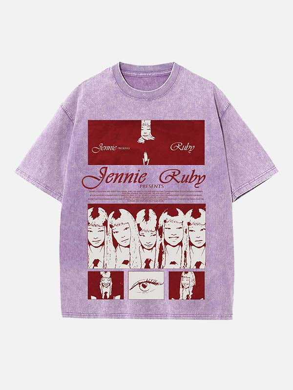 BLACKPINK Jennie Print Round Neck T-shirt