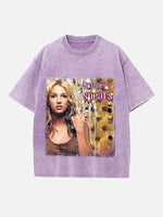 Britney Spears Print Round Neck T-shirt