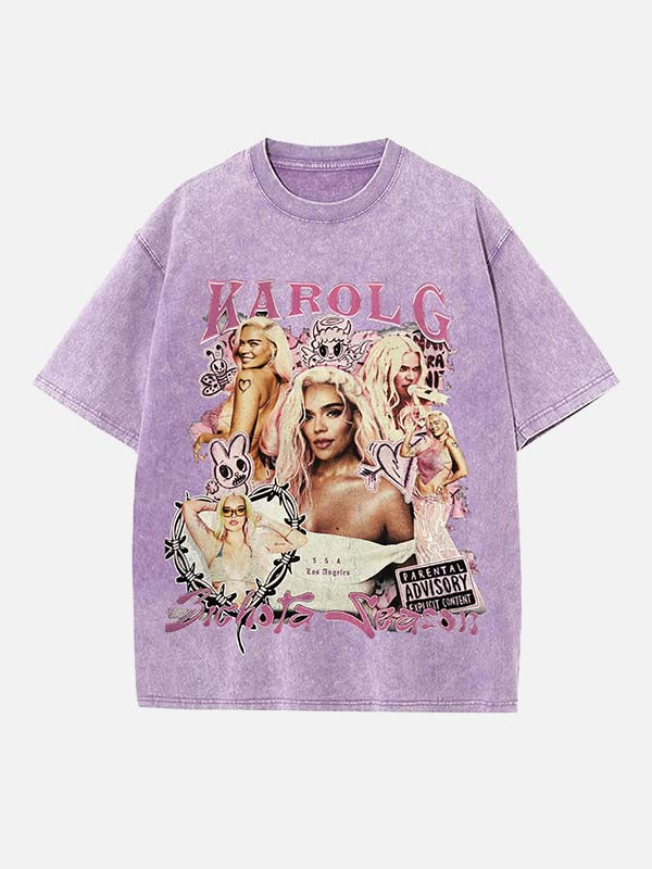 Karol G Print Round Neck T-shirt