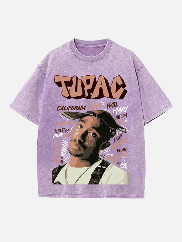 2Pac Print Round Neck T-shirt
