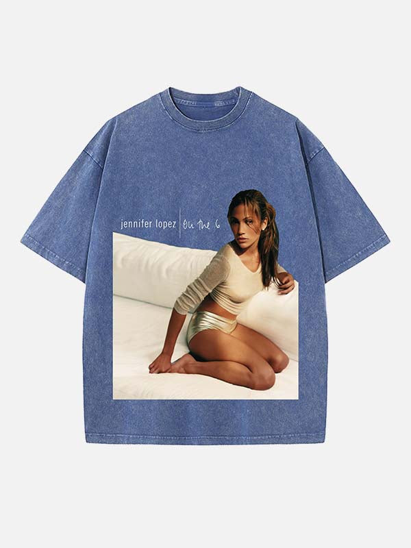 Jennifer Lopez Print Round Neck T-shirt