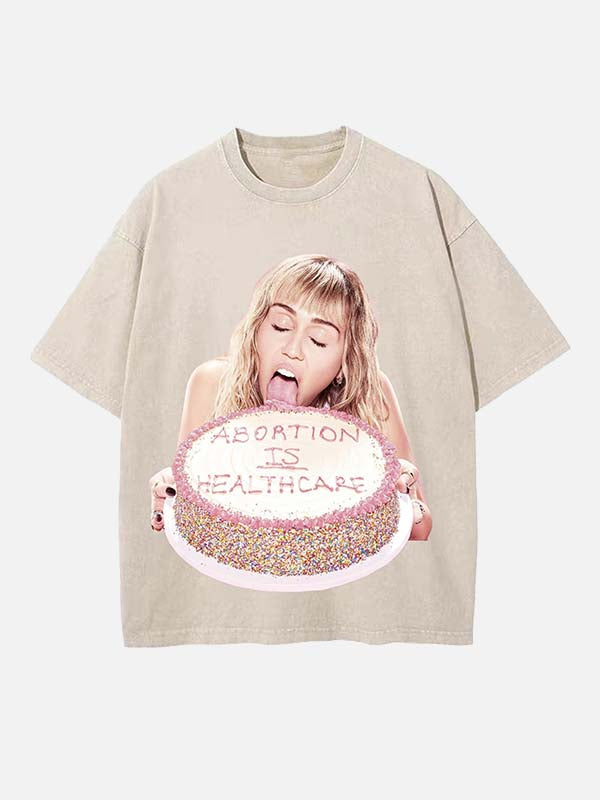 Miley Cyrus Print Round Neck T-shirt