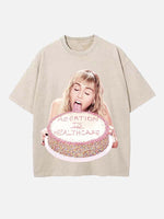 Miley Cyrus Print Round Neck T-shirt